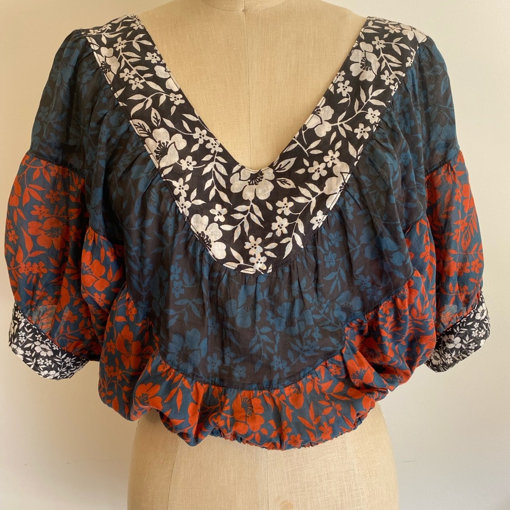 Warm NY loose fit cropped cotton blouse P/S